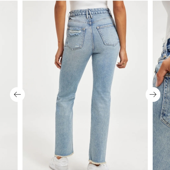 Good American Good Boy distressed light wash Indigo117 2 26 NWT boyfriend - Picture 5 of 15